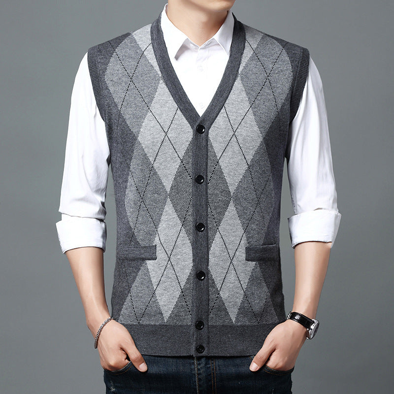 Men's Casual Buckle Knitted Sweater Vest