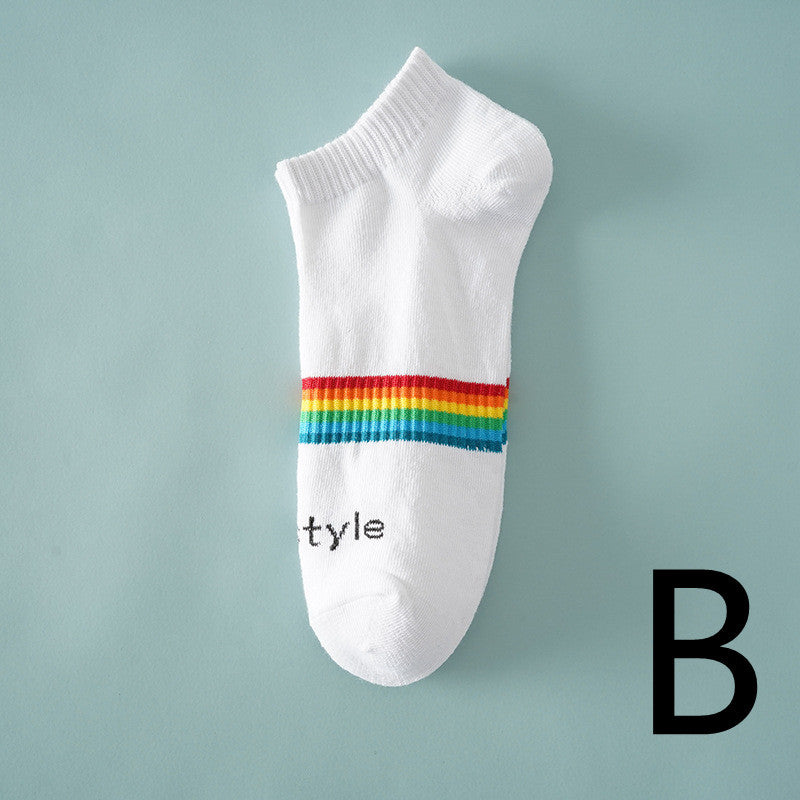 Thin Breathable Socks Low-cut Letter Pattern - Mubimart -  