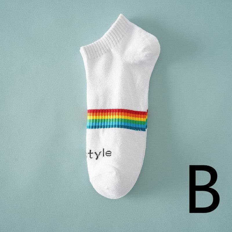 Thin Breathable Socks Low-cut Letter Pattern - Mubimart