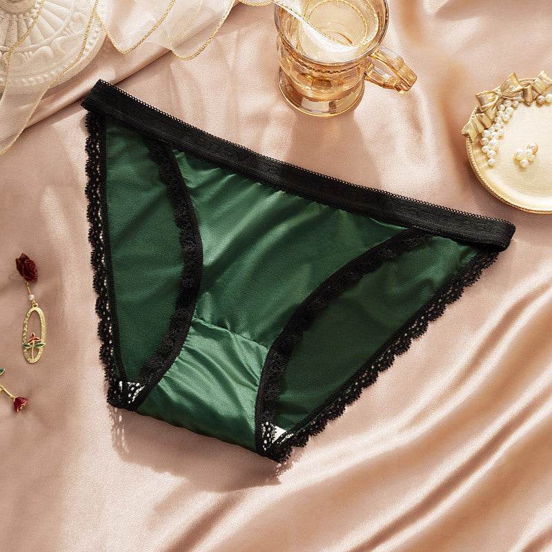 Ultra-thin Ice Silk Briefs Lace Edge Fashion Letter Belt Wisps Empty Women - Mubimart
