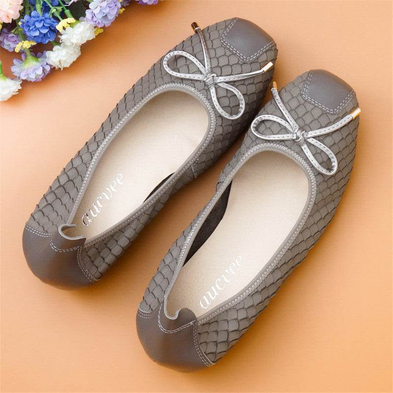 Leather Boat Shoes With Soft Bottom And Shallow Mouth - Mubimart