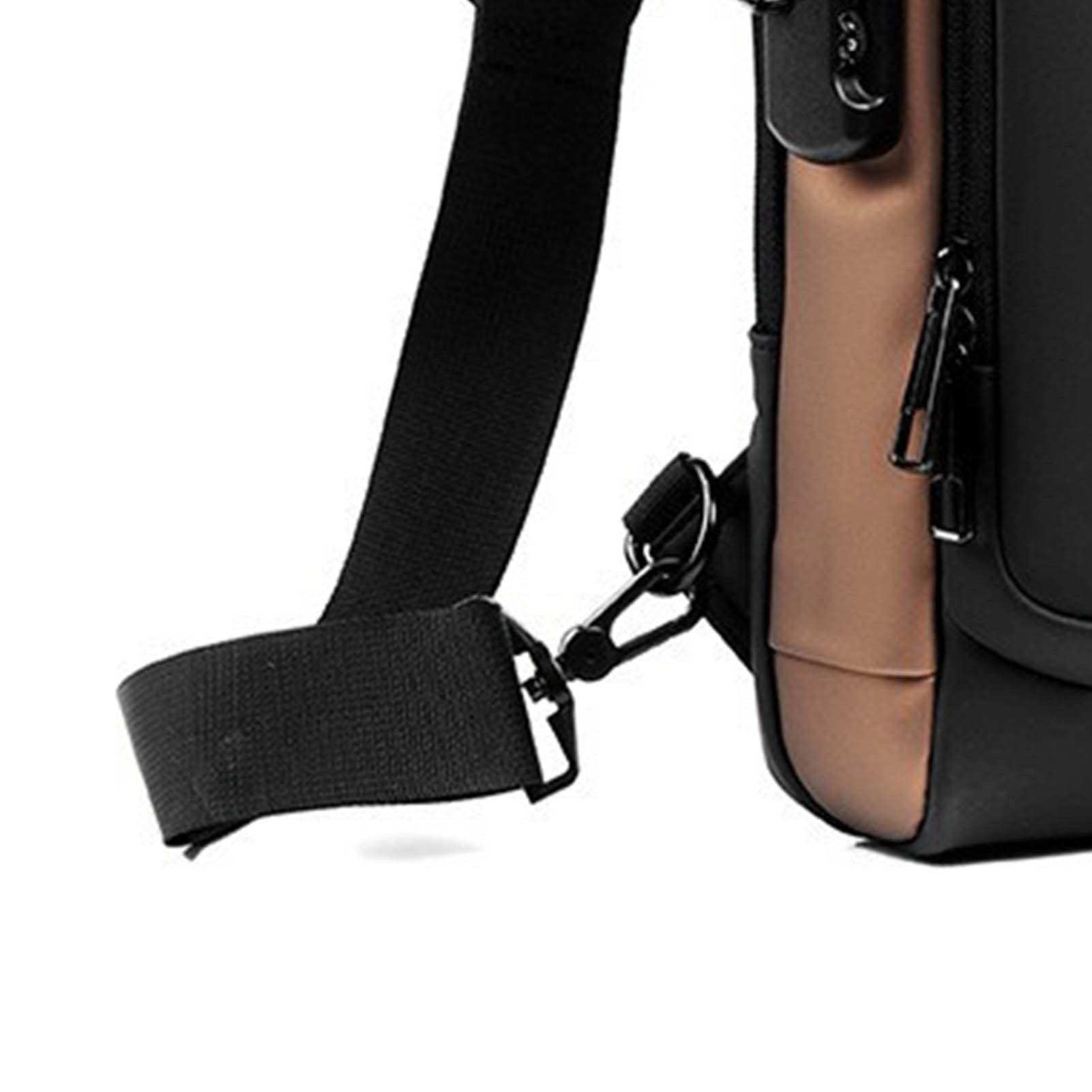 Password Sling Backpack Anti Theft Multifunctional Cycling Chest Bag for Motorcycle Men Black and Gold - Mubimart