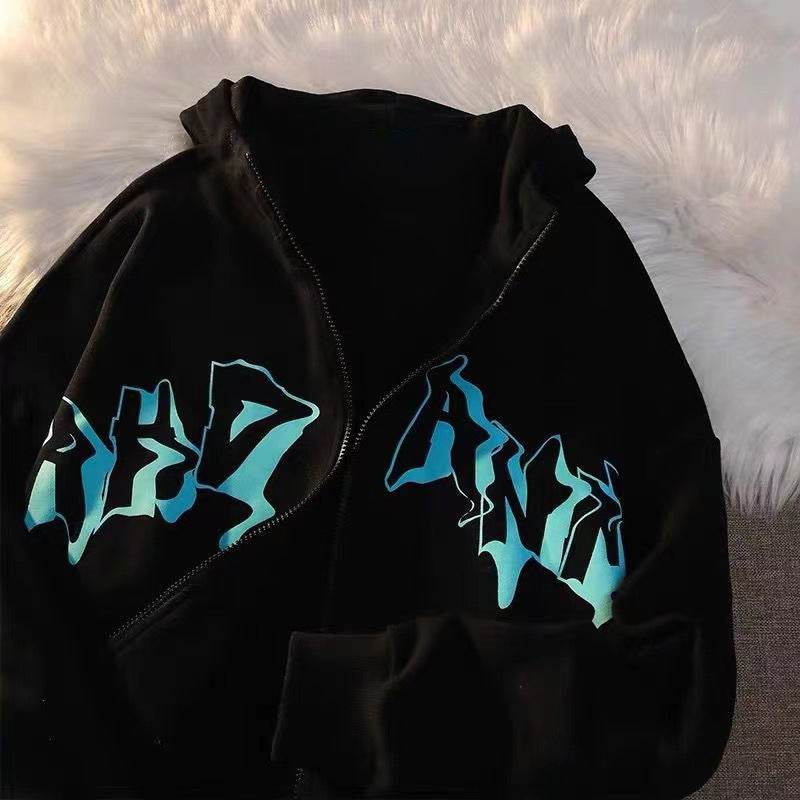 Men's And Women's Hoodies Gothic Couple Harajuku Large Size Zipper Sweater - Mubimart