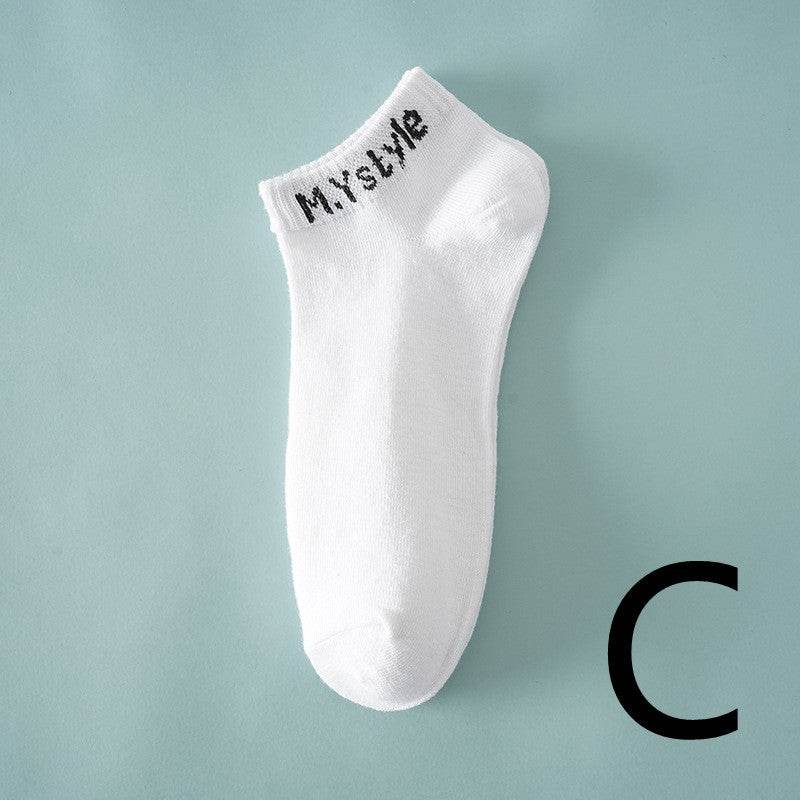 Thin Breathable Socks Low-cut Letter Pattern - Mubimart