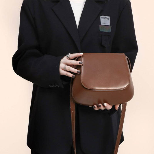 Crossbody Bag Vegan Leather Women Retro Small Saddle Satchel Shoulder Bag With Long Adjustable Strap - Mubimart