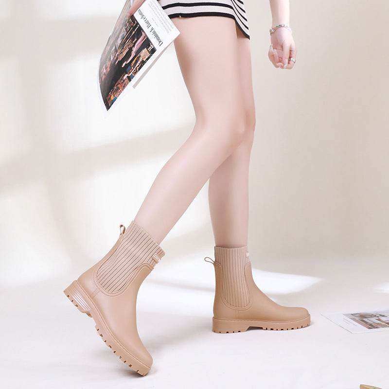Women's Rain Waterproof Rain Anti-slip Rain Boots - Mubimart