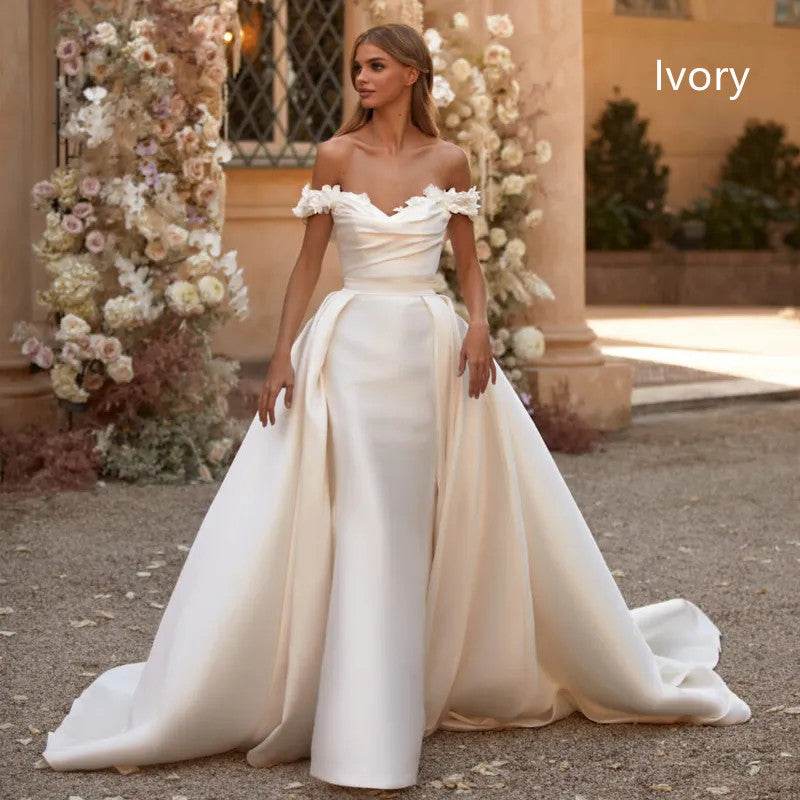 Women's Fashionable Removable Trailing Wedding Prom Dress - Mubimart