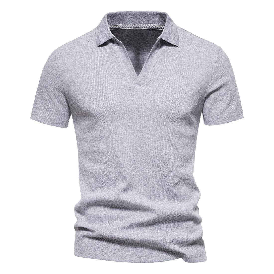 Henley Shirt Men's Short-sleeved T-shirt Henry Collar American Retro Men's Workout Top - Mubimart