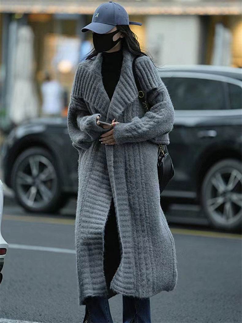 Long Knitted Cardigan Coat Women's Plus Size - Mubimart