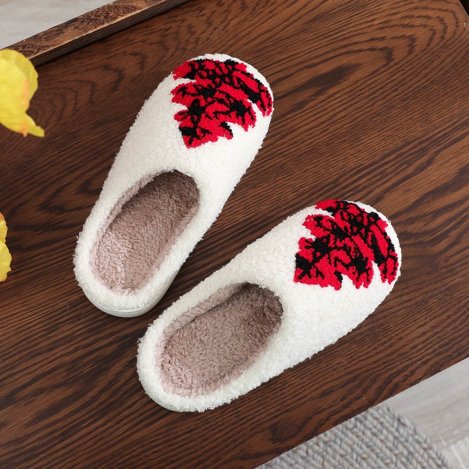 Christmas Tree Home Slippers Fashion Non-slip Floor Bedroom Slipper For Women Fuzzy House Shoes Winter - Mubimart