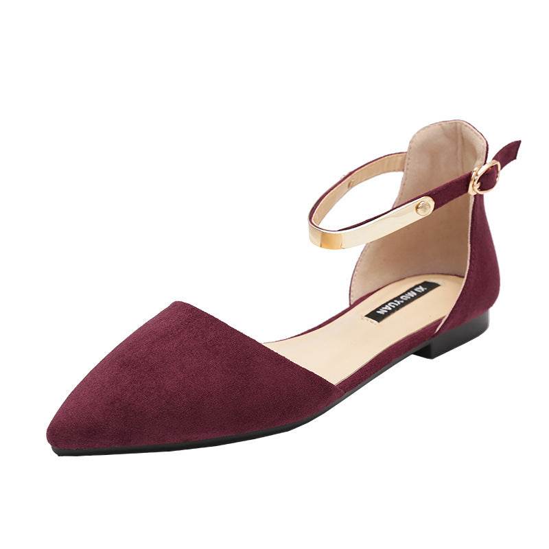 Women's Plus Size Flat Pointed Toe Hollow Shoes - Mubimart