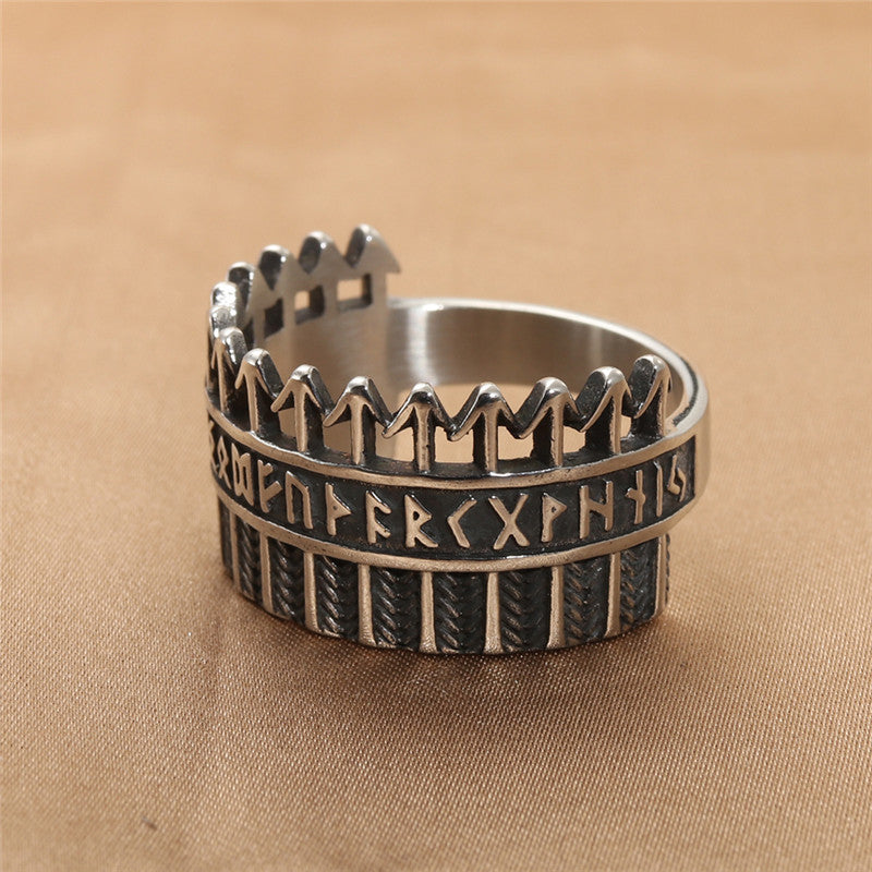 Titanium stalen Viking Warrior Ring Vintage Heren Punk