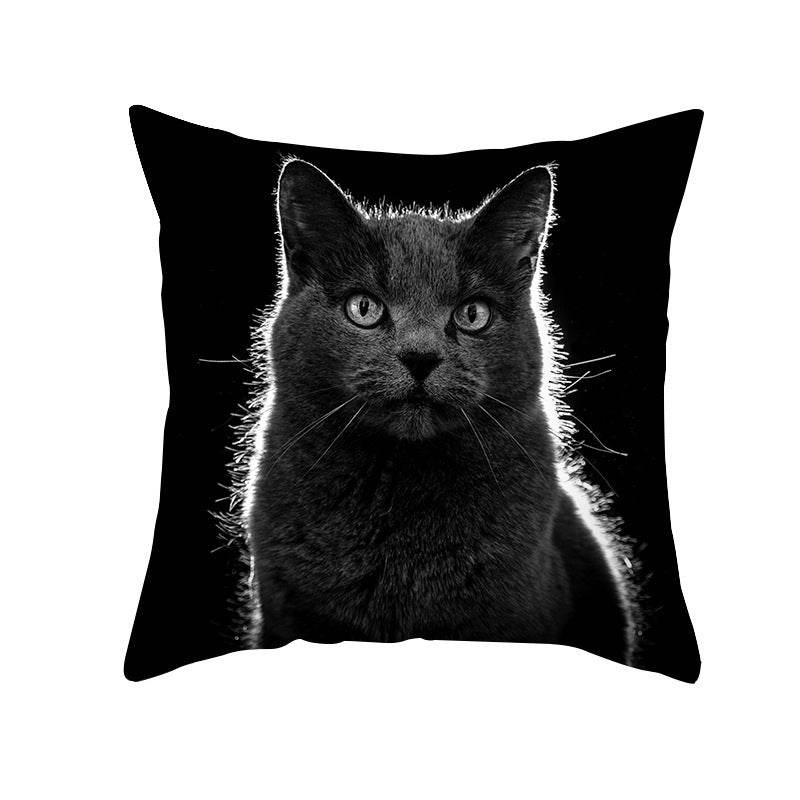 Black Cat Printed Christmas Cushion Covers Pillow Cover Pillowcases - Mubimart