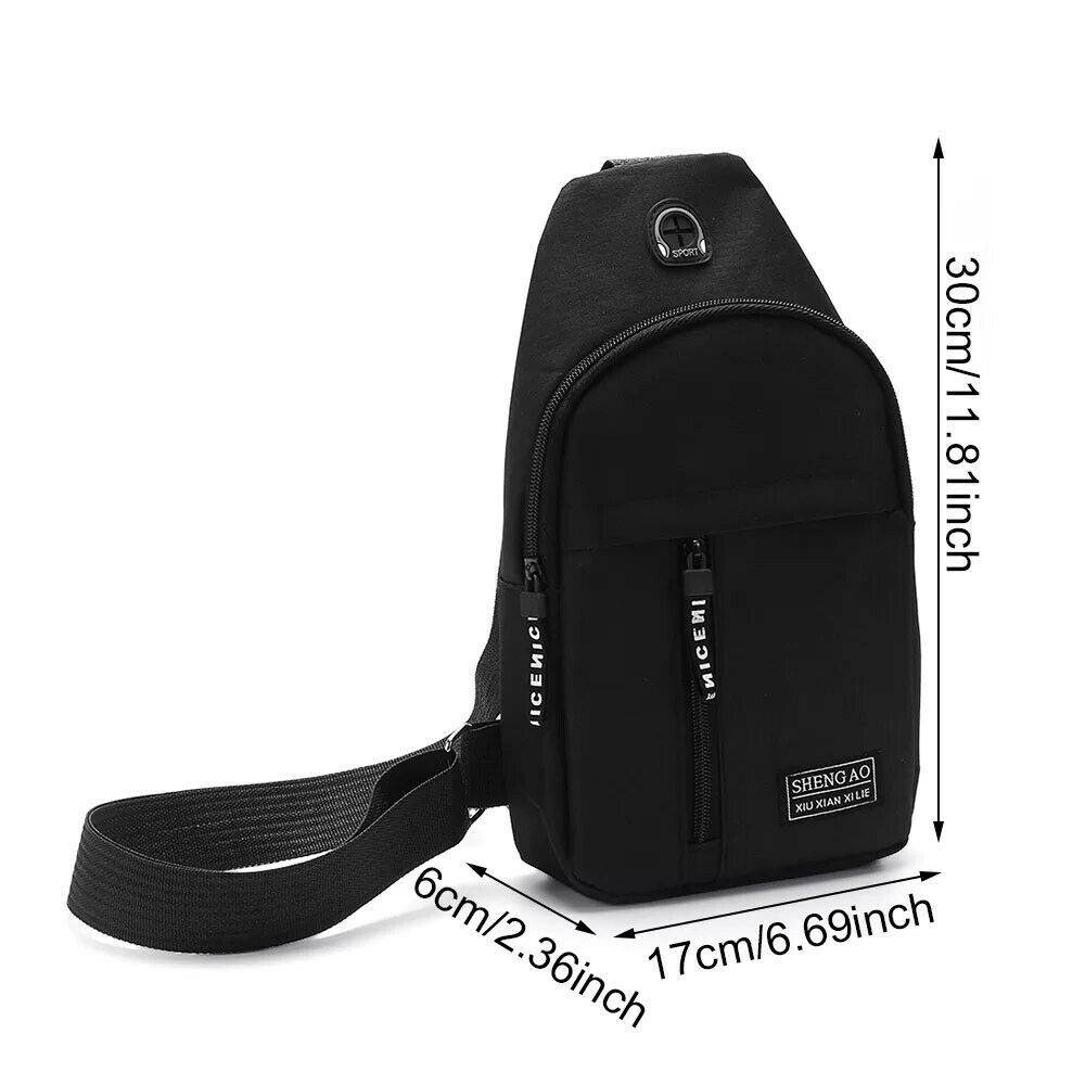 Mens Sling Bag Cross Body Handbag Chest Bag Shoulder Pack Sports Travel Backpack Black - Mubimart