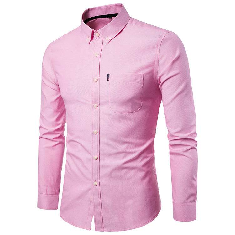 Men S Shirts Korean Men Slim Long Sleeve Dress Shirt - Mubimart