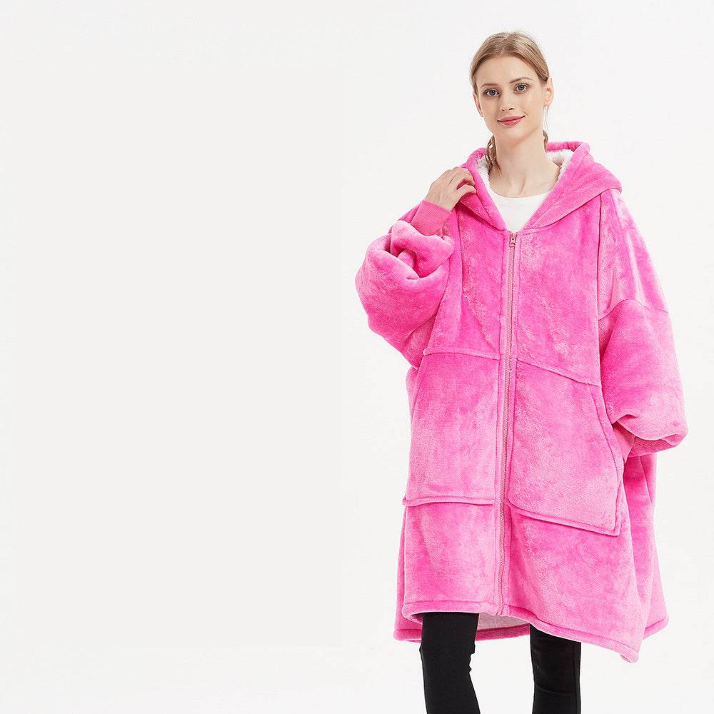 Plus Size Robe Winter Wearable Blanket Sweatshirt Women Men Warm And Cozy Giant Blanket Hoodie Home Clothes - Mubimart