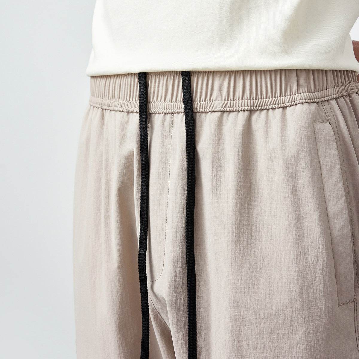 Tooling Style Elastic Waist Men's Casual Jogger Cropped Pants - Mubimart