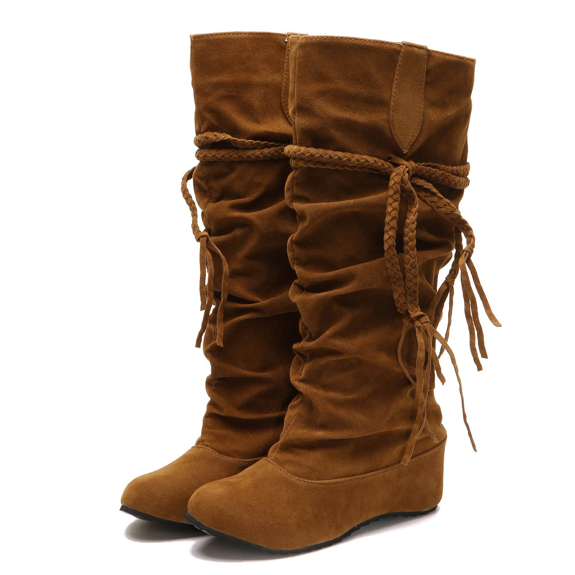 Women's Fashion Casual Tall Rubber-soled Martin Boots - Mubimart