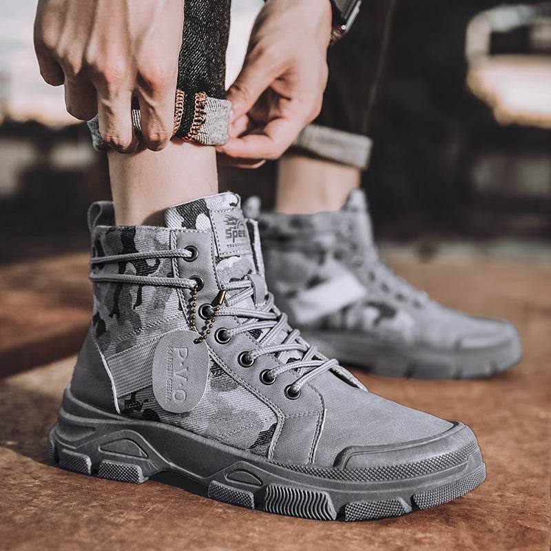 New Canvas High-top Tooling Retro Outdoor Hiking Boots - Mubimart
