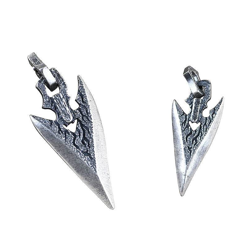 Mens Silver Necklace With Stone Weapon Shape - Mubimart