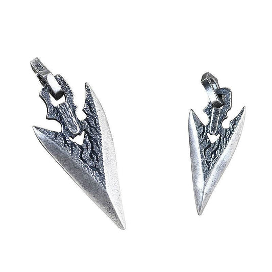 Mens Silver Necklace With Stone Weapon Shape - Mubimart