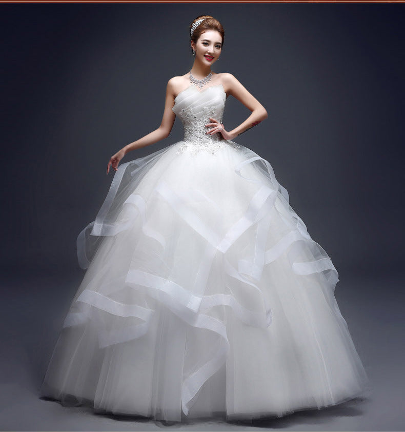 One-shoulder Wedding Dresses Are Neatly Repaired - Mubimart -  