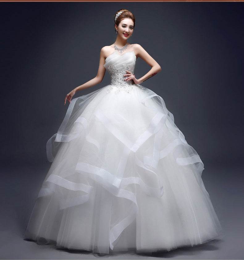 One-shoulder Wedding Dresses Are Neatly Repaired - Mubimart