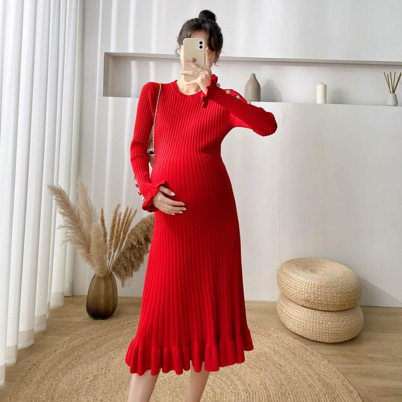 New Style Maternity Sweater Knitted Dress - Mubimart