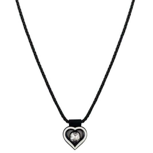 Black Chain Stitching Love Necklace For Women - Mubimart