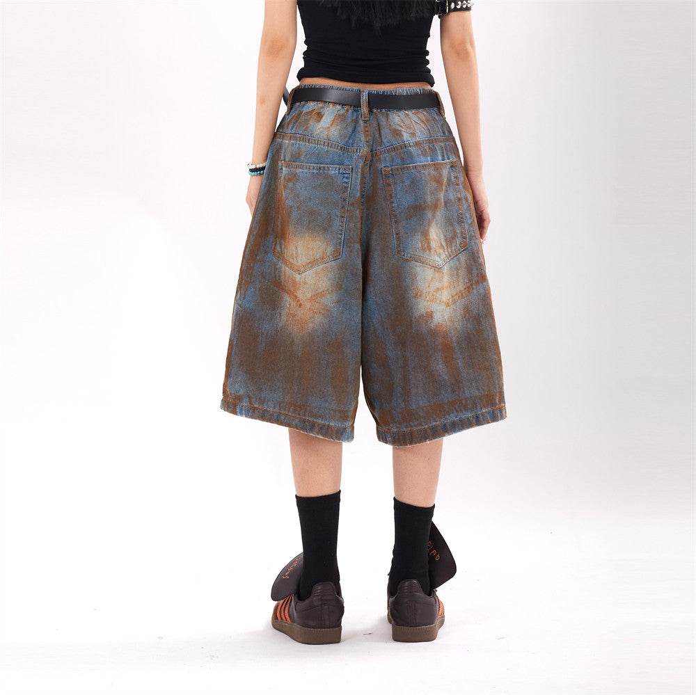 Fashion Inkjet Denim Shorts Men And Women - Mubimart
