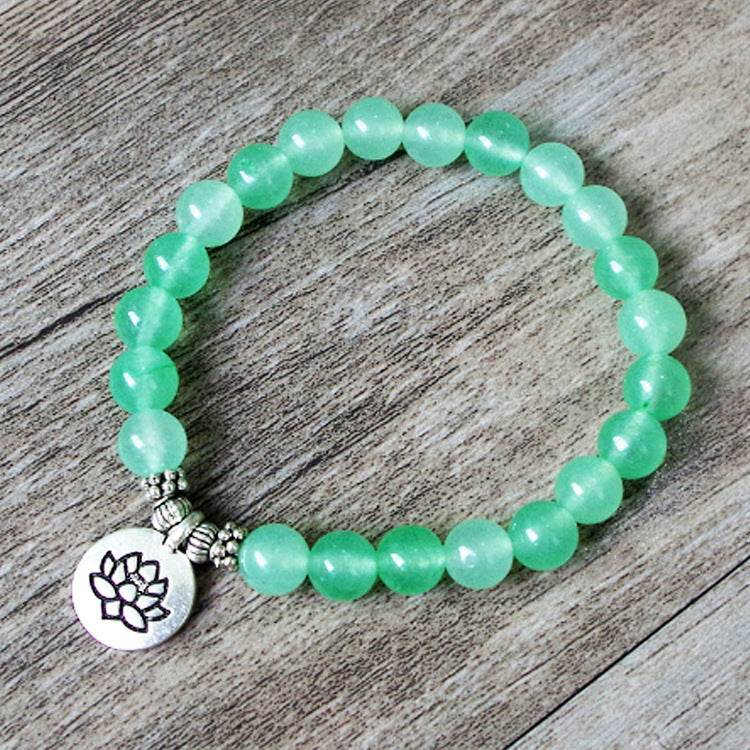 Matte Amazonite Stone Strand Bracelet Yoga Chakra Mala Bracelet OM Lotus Women Men Beaded Charm Bracelet Handmade Jewelry - Mubimart