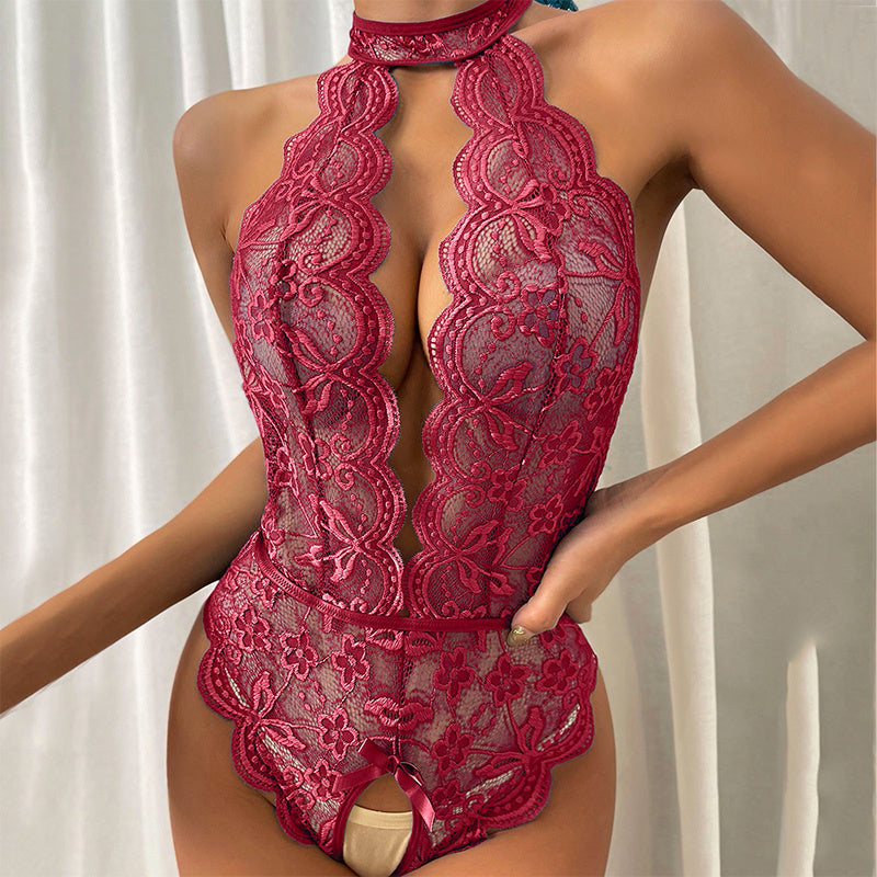 Lingerie Lace Sling Bodysuit Large Size Pajamas - Mubimart -  